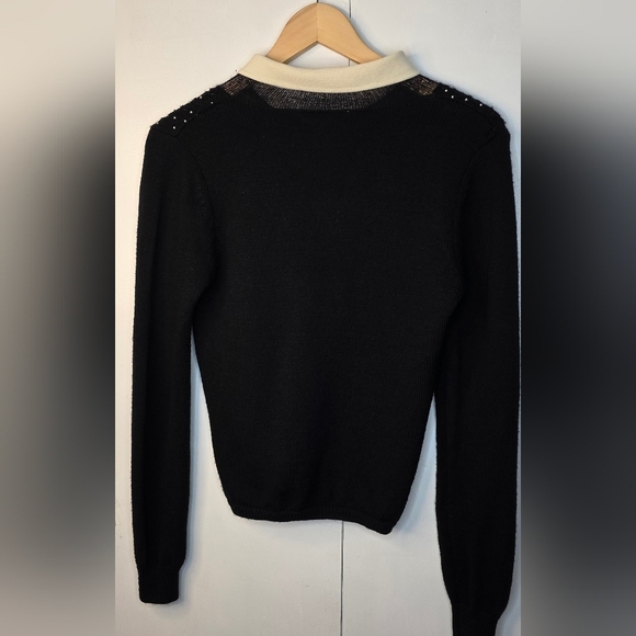 Allanah Hill Beaded wool Sweater With Pearl Buttons and collar. size 12 - Picture 2 of 11